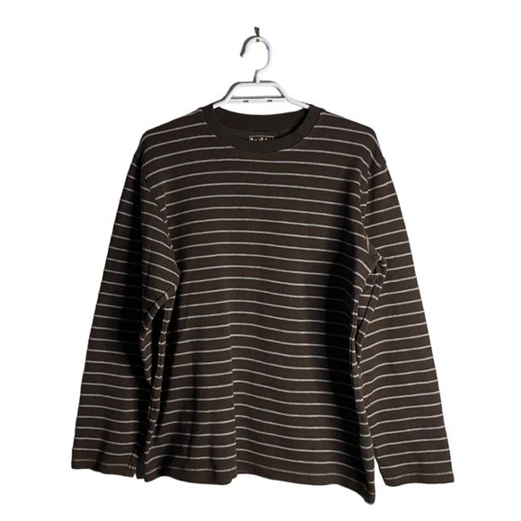 Midtown Other - Midtown Men's Brown Striped Crewneck Long Sleeve Sweatshirt